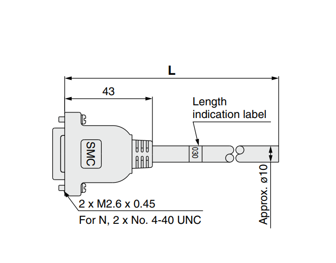 [SMC Pneumatics]D-sub Connector Cable Assembly V100-DS26-050