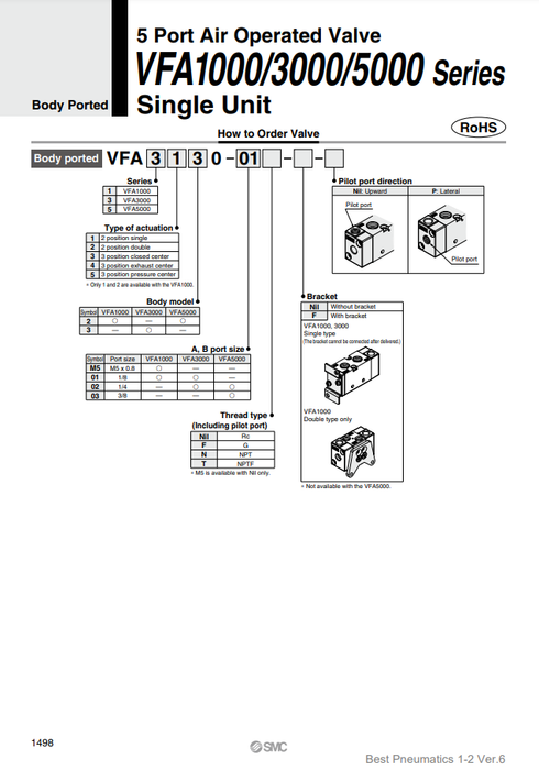 [SMC Pneumatics]Air Operated Valve VFA5220-03