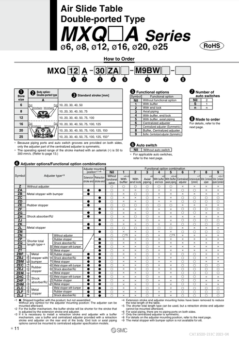 [SMC Pneumatics]Air Slide Table MXQ12A-50ZB