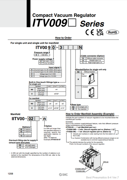 [SMC Pneumatics]Compact Electro-pneumatic Regulator ITV0090-3L