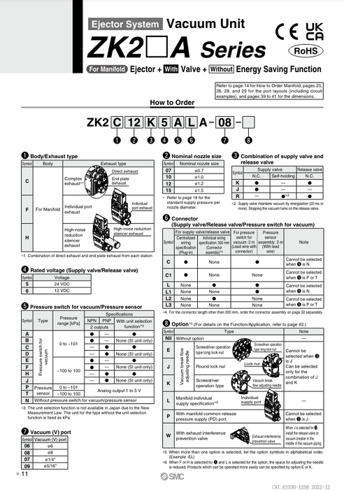 [SMC Pneumatics]Ejector System Vacuum Unit  ZK2A10K5NL2A-06