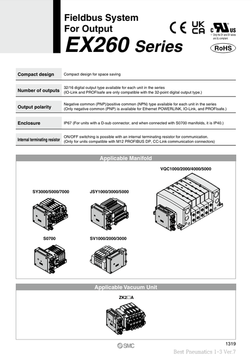 [SMC Pneumatics]Fieldbus System EX260-SMJ3