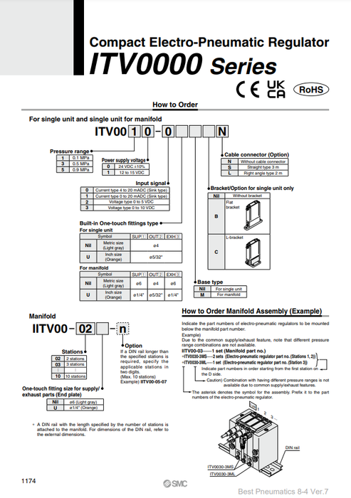 [SMC Pneumatics]Compact Electro-pneumatic Regulator ITV0030-3UMS