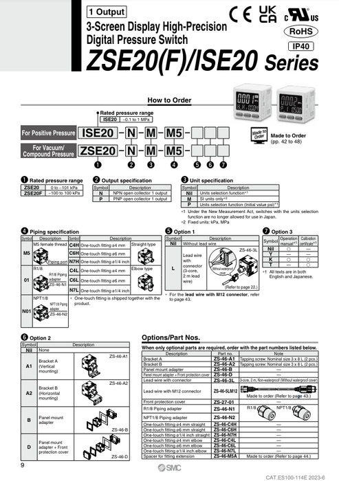 [SMC Pneumatics]Digital Pressure Switch ISE20-N-C6L-L