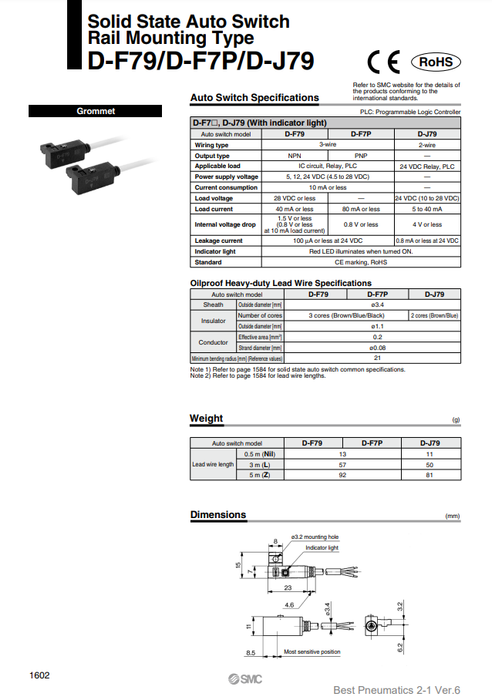 [SMC Pneumatics]Auto Switch D-J79SDPC