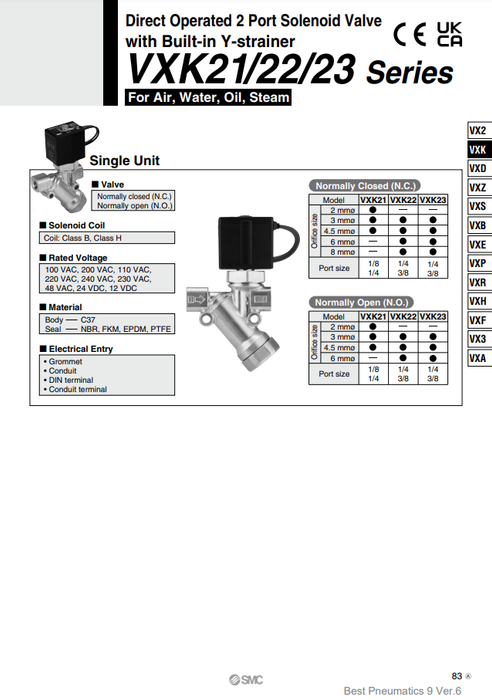 [SMC Pneumatics]Solenoid Valve VXK2220-03-1G1