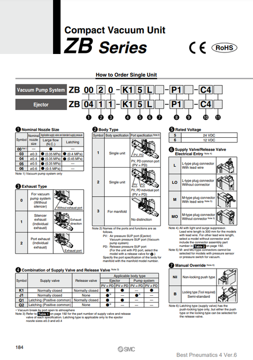 [SMC Pneumatics]Compact Vacuum Unit ZB0411-K15L-EA-C4B
