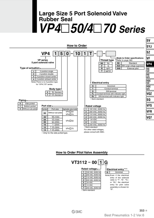 [SMC Pneumatics]Solenoid Valve VP4150-105G