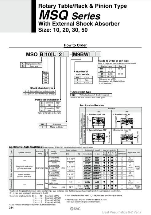 [SMC Pneumatics]Rotary Table MSQB30L3