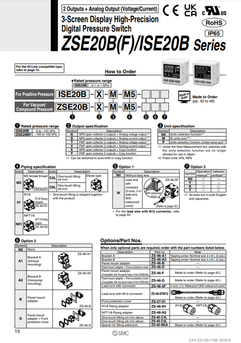 [SMC Pneumatics]Digital Pressure Switch ISE20B-S-01-WB