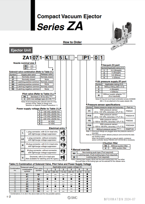[SMC Pneumatics]Compact Vacuum Ejector ZA1051-K15L-FB-M1