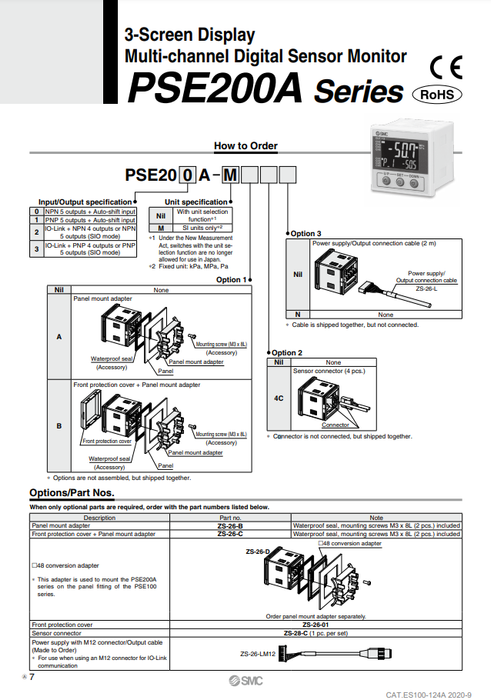 [SMC Pneumatics]Digital Sensor Monitor PSE200A-MA4CN