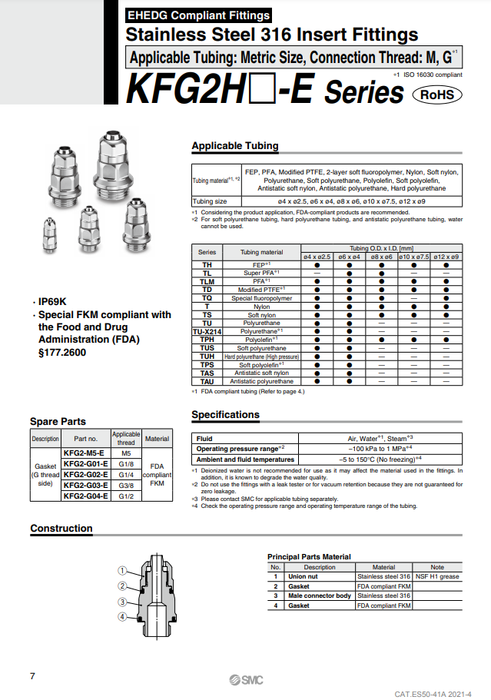 [SMC Pneumatics]Insert Fittings KFG2H0604-G01-E