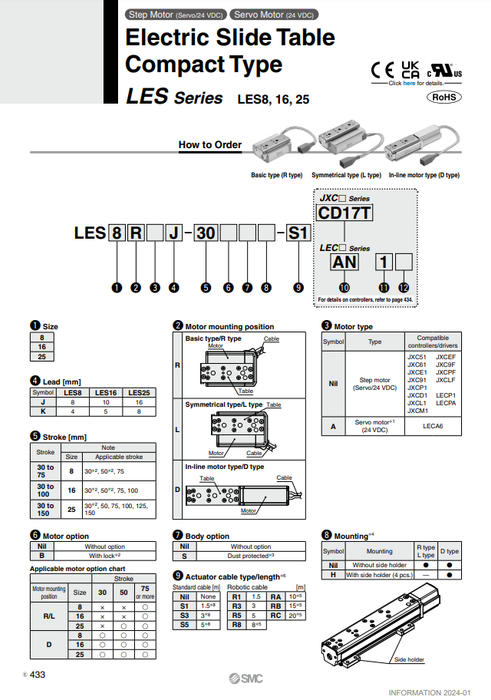 [SMC Pneumatics]Electric Slide Table LES16RK-75B-S3AN1