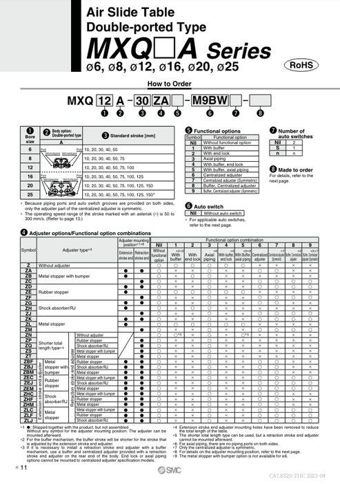 [SMC Pneumatics]Air Slide Table MXQ12A-30ZB