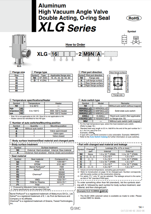 [SMC Pneumatics]High Vacuum Angle Valve  XLG-25-2