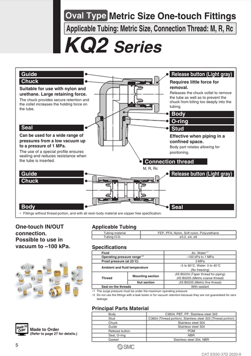 [SMC Pneumatics]One-touch Fitting KQ2L04-M6N1