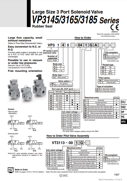 [SMC Pneumatics]Solenoid Valve VP3145-045DZA-F