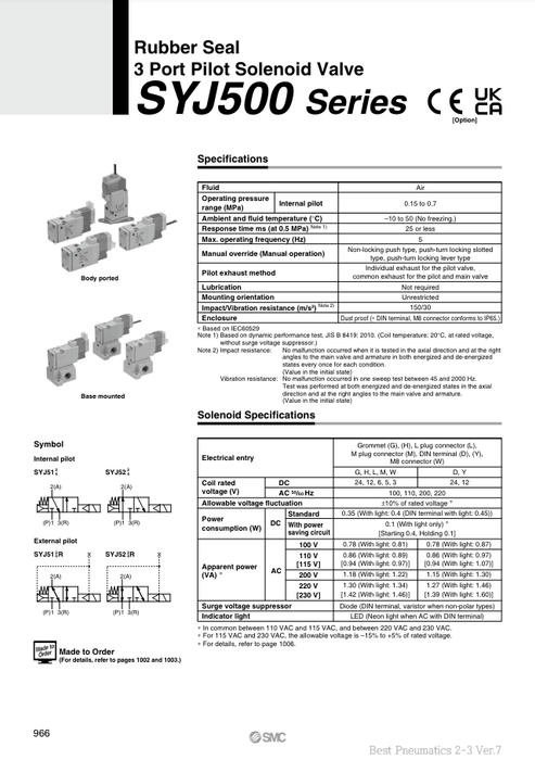 [SMC Pneumatics]Solenoid Valve SYJ524-5LZE