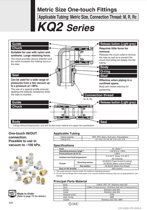 [SMC Pneumatics]One-touch Fitting Plug KQ2P-08