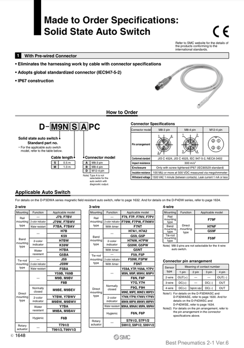 [SMC Pneumatics]Auto Switch D-M9BSAPC