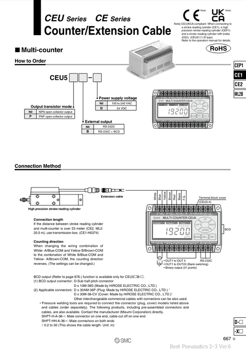 [SMC Pneumatics]Multi-Counter CEU5B-D