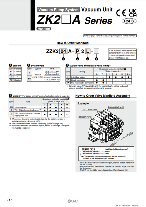 [SMC Pneumatics]Manifold ZZK205A-P2L-A