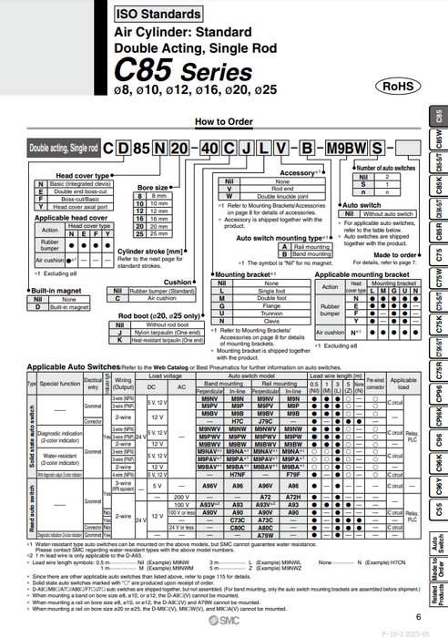 [SMC Pneumatics]Air Cylinder C85N20-50