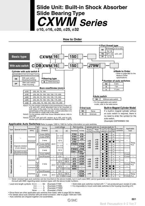 [SMC Pneumatics]Slide Unit CXWM20-50