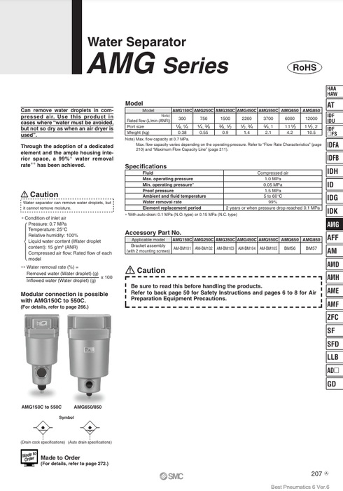 [SMC Pneumatics]Water Separator AMG350C-04BD