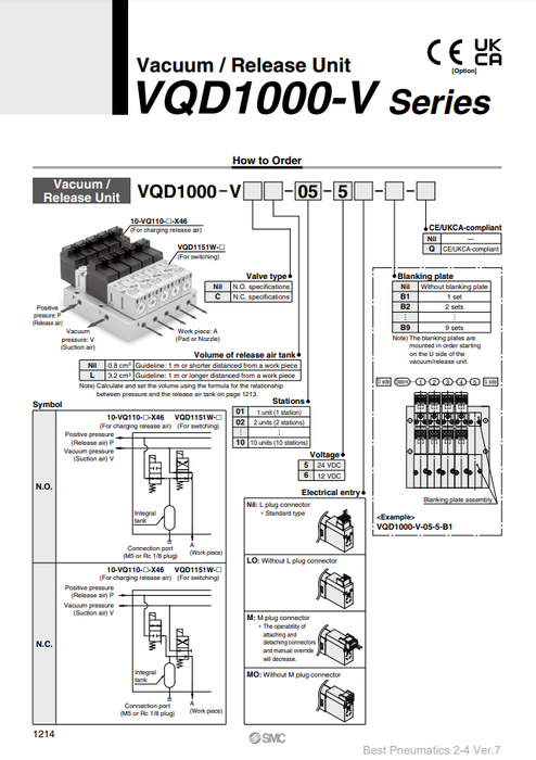 [SMC Pneumatics]Vacuum,Release Unit VQD1000-V-03-5