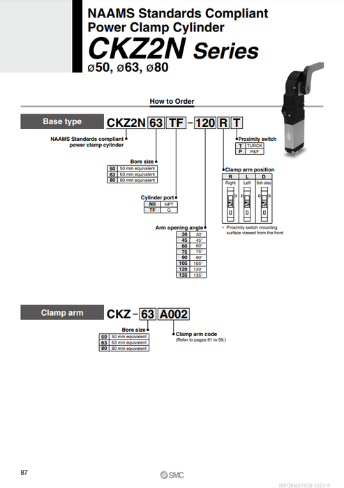 [SMC Pneumatics]Power Clamp Cylinder CKZ2N63-90DT