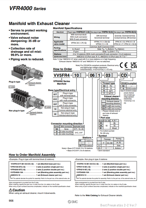 [SMC Pneumatics]Manifold VV5FR4-01T-041-03