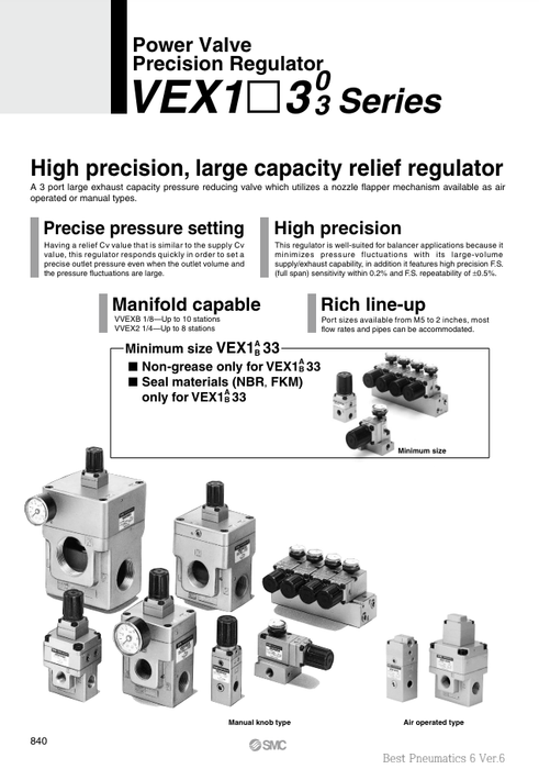 [SMC Pneumatics]Regulator Valve VEX1333-02-BG