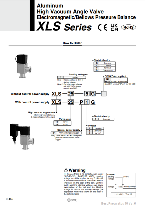 [SMC Pneumatics]High Vacuum Angle Valve  XLS-25-5G