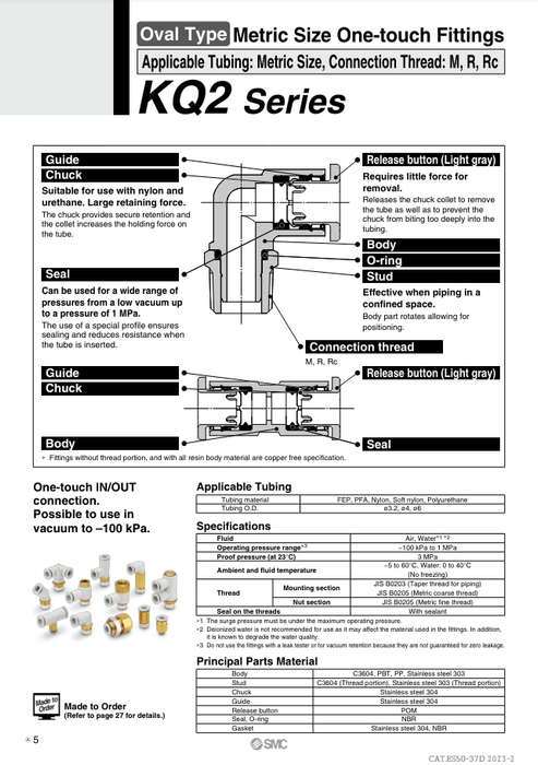[SMC Pneumatics]One-touch Fitting KQ2H04-06A1