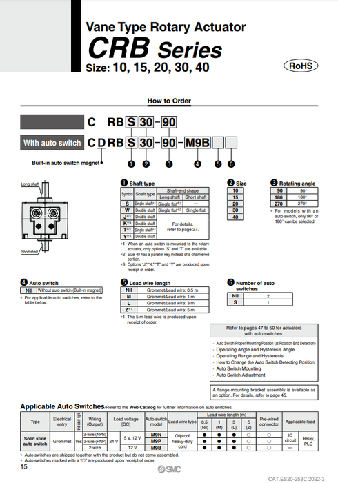[SMC Pneumatics]Rotary Actuator CRBS30-180