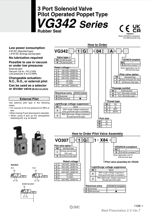 [SMC Pneumatics]Solenoid Valve VG342-5DZ-04FA-Q