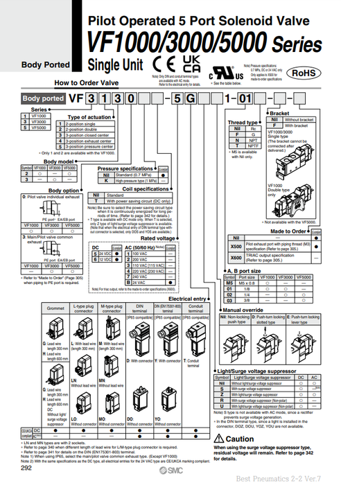 [SMC Pneumatics]Solenoid Valve VF3230-4G1-02