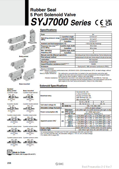 [SMC Pneumatics]Solenoid Valve SYJ7240-5MOZ