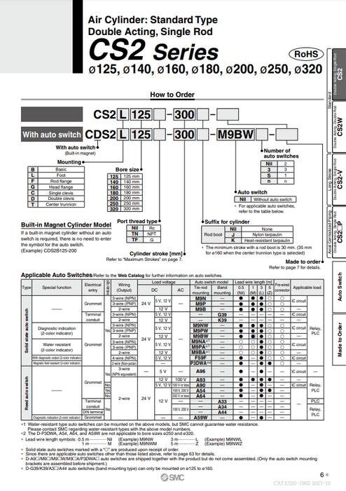 [SMC Pneumatics]Air Cylinder CS2G140-100
