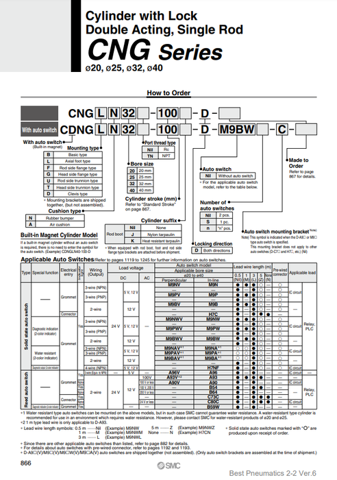 [SMC Pneumatics]Lock Cylinder CDNGBA40-150-D