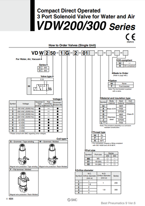 [SMC Pneumatics]Solenoid Valve VDW250-5G-2-01-F