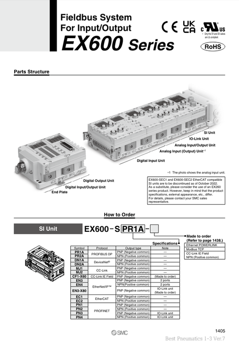 [SMC Pneumatics]Fieldbus System EX600-SMJ2