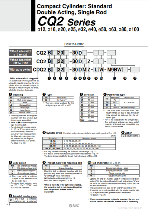 [SMC Pneumatics]Compact Cylinder CDQ2B16-20DZ