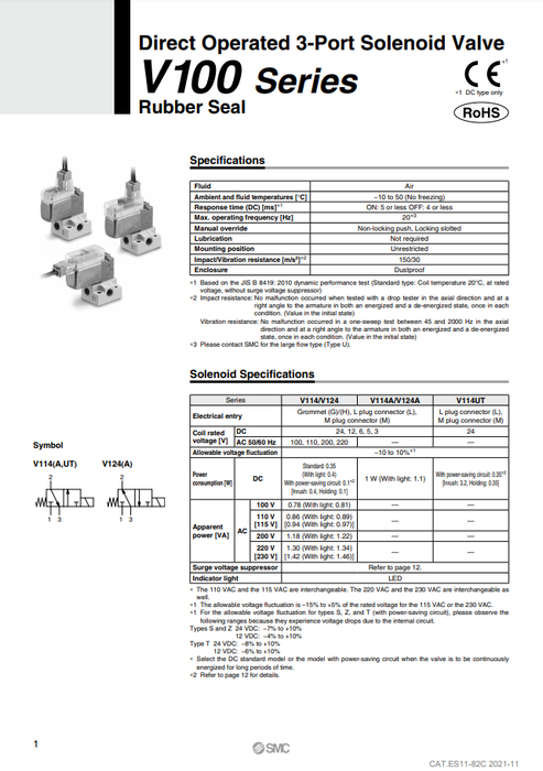 [SMC Pneumatics]Solenoid Valve V114-5GZ