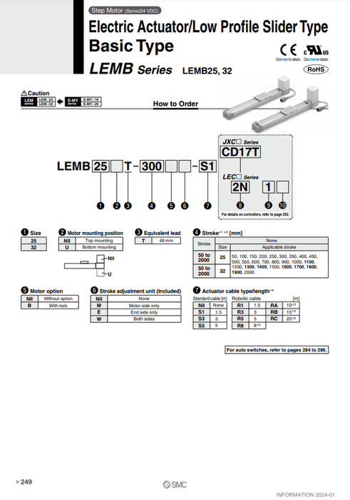 [SMC Pneumatics]Electric Actuator LEMB32UT-250W-S12N3