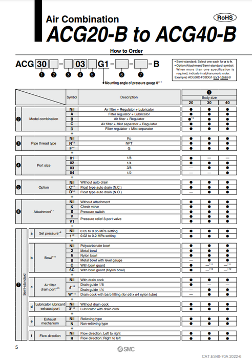 [SMC Pneumatics]Air Combination ACG40B-04DG1-NR-B