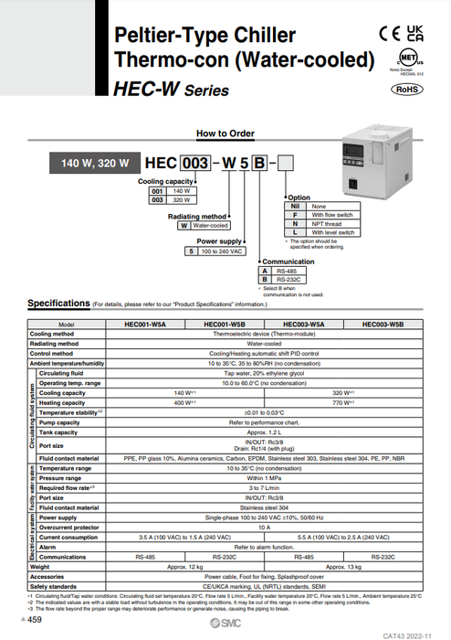 [SMC Pneumatics]Thermo-con HEC003-W5A-F