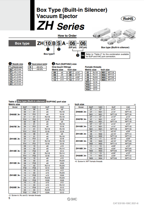 [SMC Pneumatics]Vacuum Ejector ZH13BSA-08-02